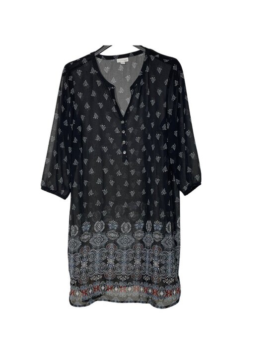J. Jill Tops - J. Jill Sheer Paisley Tunic Top Dress Black Sz LG PETITE Coverup